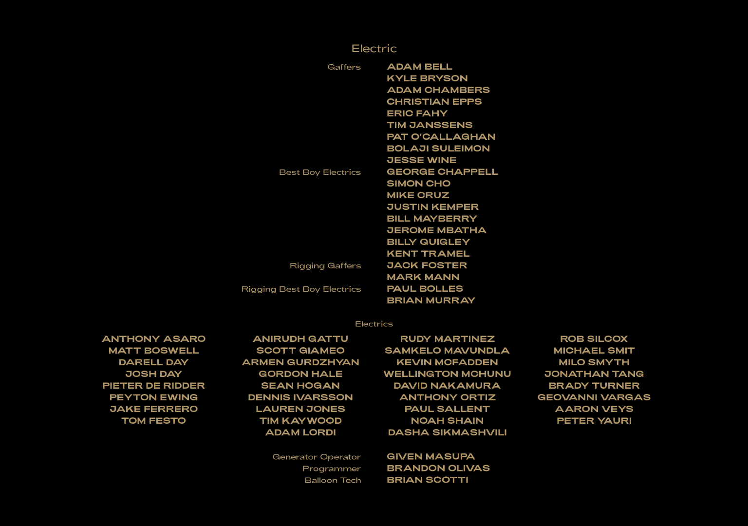 movie credits example